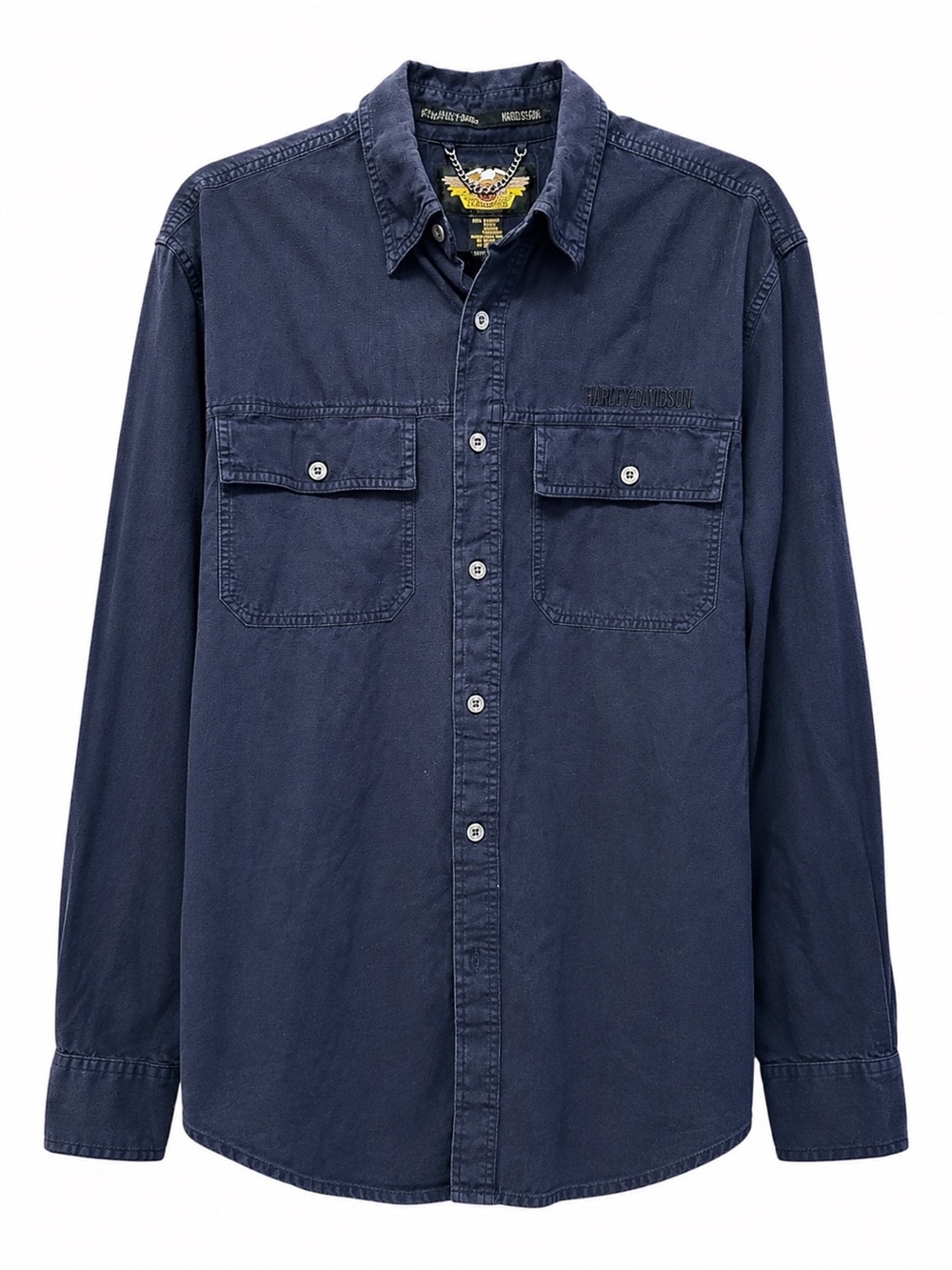 Harley-Davidson Men’s Button Shirt Medium Blue Embroidered Logo Long Sleeve